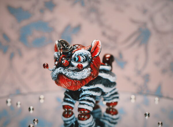 Chinese Lion Dance Polymer Clay Figurine OOAK